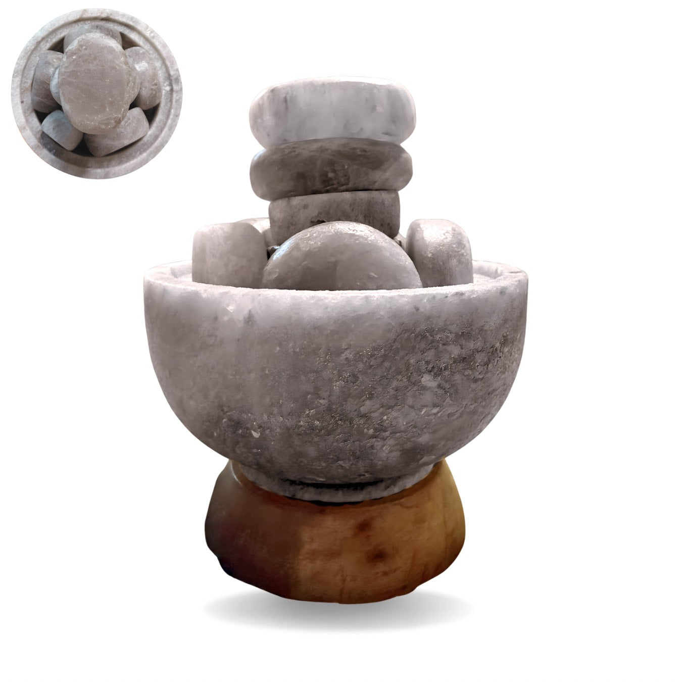 Spa Himalayan GRAY Salt Bowl with 7 Professional Salt Stones + Aromadisc (For Affiliate Program)