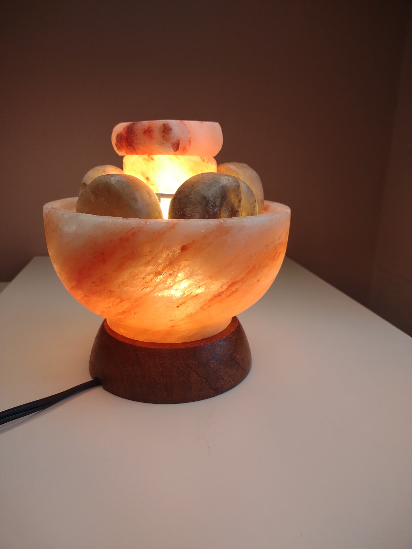 Himalayan PINK Salt Bowl  with 5 Professional GRAY Salt Stones + Heart Stone + Aromadisc