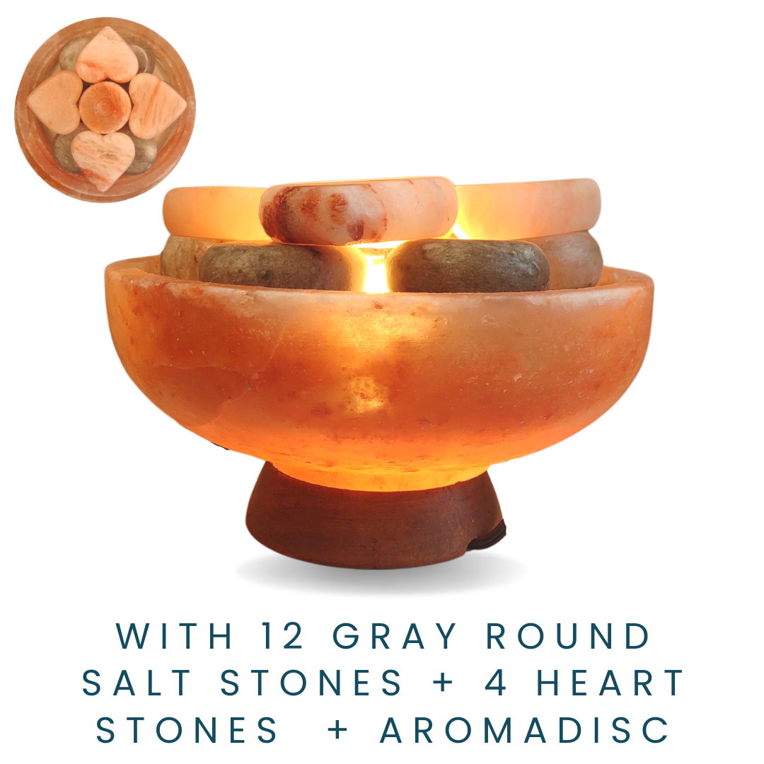 X-Large Himalayan Salt Bowl with 16 Salt Stones plus Aromadisc (For Trade Show Only)
