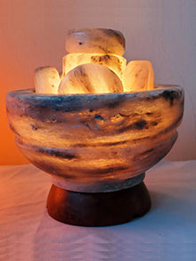 Himalayan Gray Salt Bowl with 6 Professional Gray Salt Stones + Aromadisc