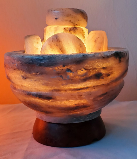 Himalayan Gray Salt Bowl with 6 Professional Salt Stones + Aromadisc (For Trade Show Only)