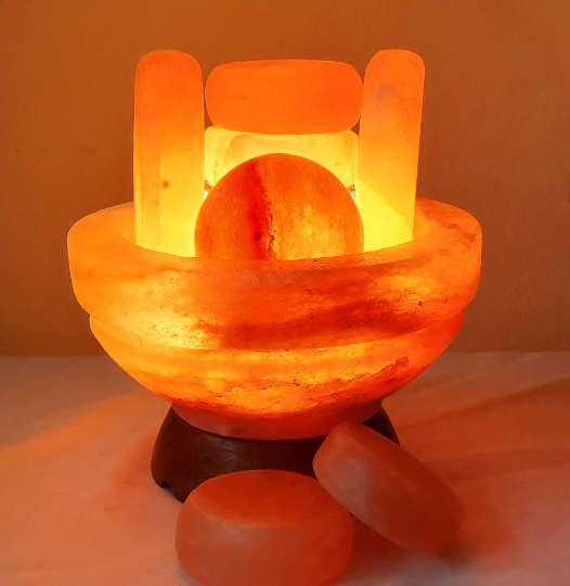 Spa Himalayan PINK Salt Bowl with 7 Professional Salt Stones + Aromadisc (For Trade Show Only)