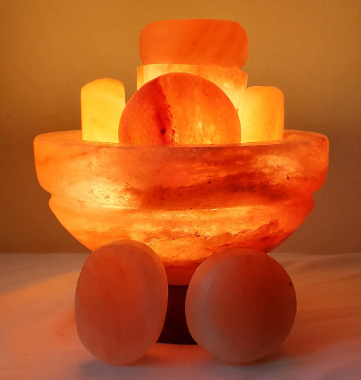 Spa Himalayan PINK Salt Bowl with 7 Professional Salt Stones + Aromadisc (For Trade Show Only)