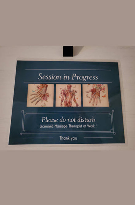 DO NOT DISTURB Door Sign - door hanging with self adhesive clip + door knob sign. Great gift for massage therapist.