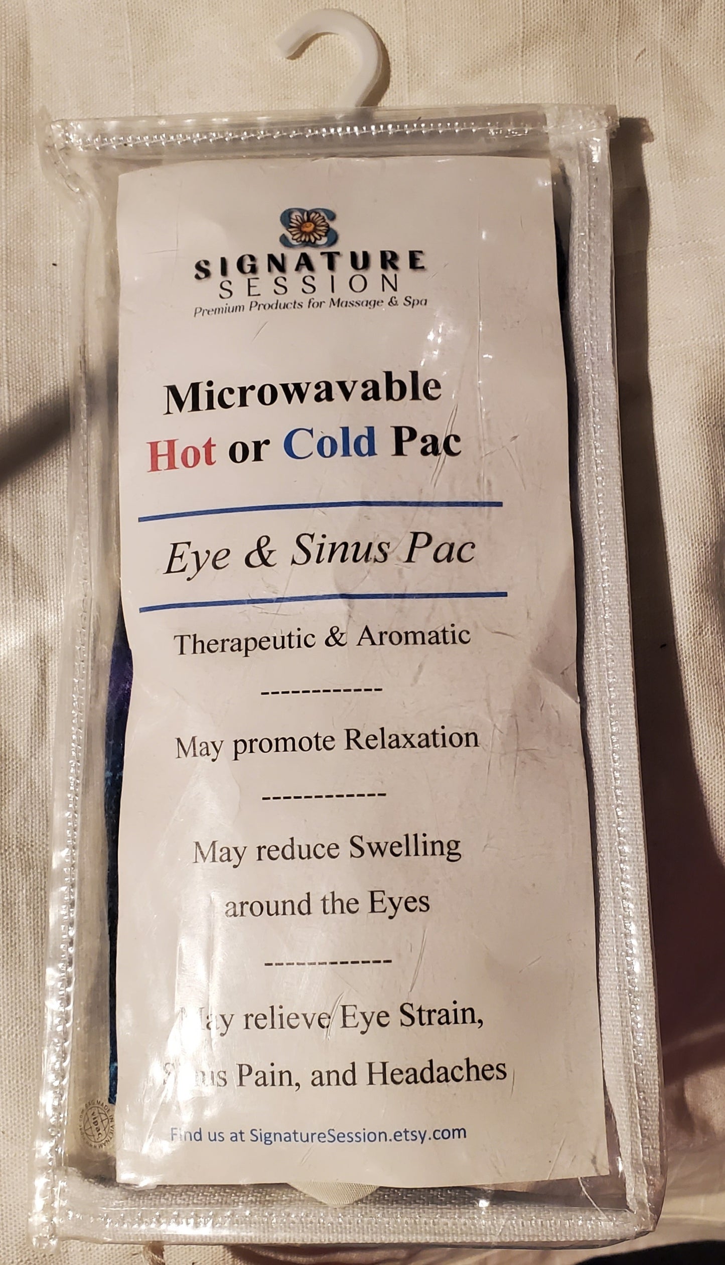 Eye pillow - use warm or cold for eye, sinus, or headache relief