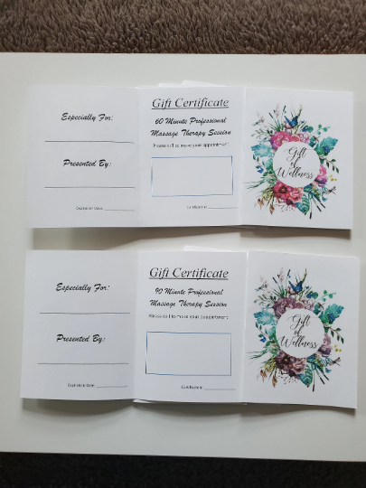 Beautiful Gift Certificates for Clients To Purchase