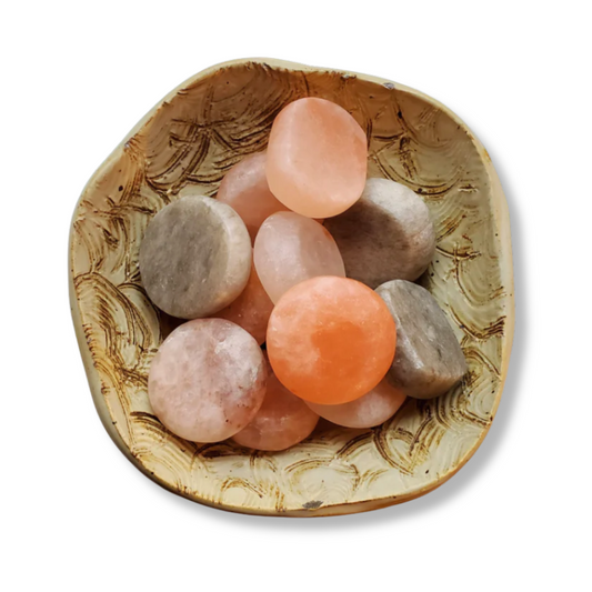 Himalayan Salt Stones - Round, Oblong, Teardrop & Heart in Pink/Gray (For Trade Show Only)