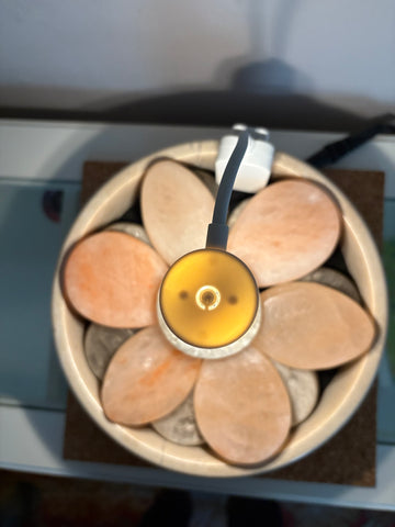 Marble Bowl with 14 Himalayan Salt Stones, rosewood base, and adjustable thermostat - HOLIDAY SPECIAL!