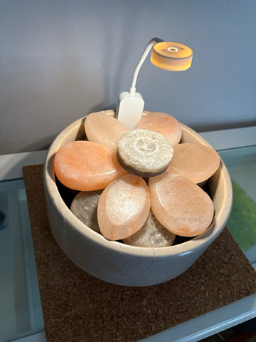 Marble Bowl with 14 Himalayan Salt Stones, rosewood base, and adjustable thermostat - HOLIDAY SPECIAL!