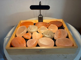 Bamboo Heating Tray with 15 Himalayan Salt Stones and Adjustable Thermostat