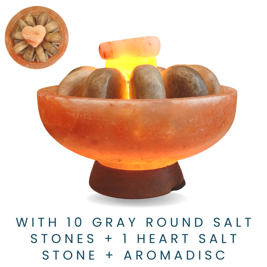 Large Himalayan Salt Bowl with 11 Salt Stones and Aromadisc