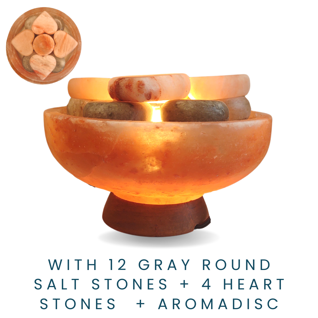 X-Large Himalayan Salt Bowl with 16 Salt Stones plus Aromadisc