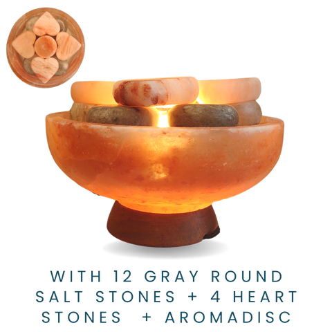 X-Large Himalayan Salt Bowl with 16 Salt Stones plus Aromadisc