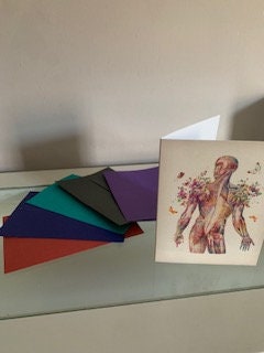 Vintage Muscles of the body, Watercolor Note Card