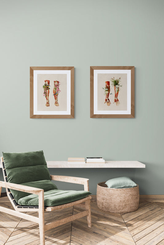 Vintage muscles arms and legs. Set of two - gift for massage therapist, graduation for MT